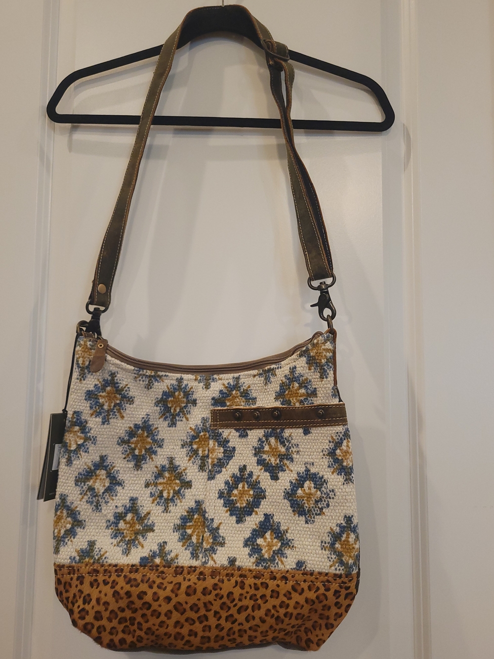NWT Leather and Woven Hobo Bag by Myra Bags